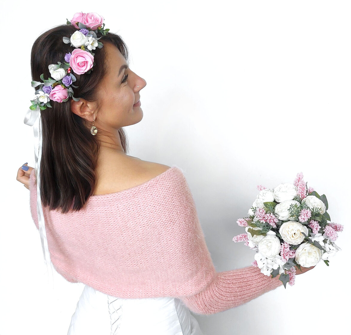 Light pink bridal shrug, soft bridal cover up, for the bridesmaids, VP10