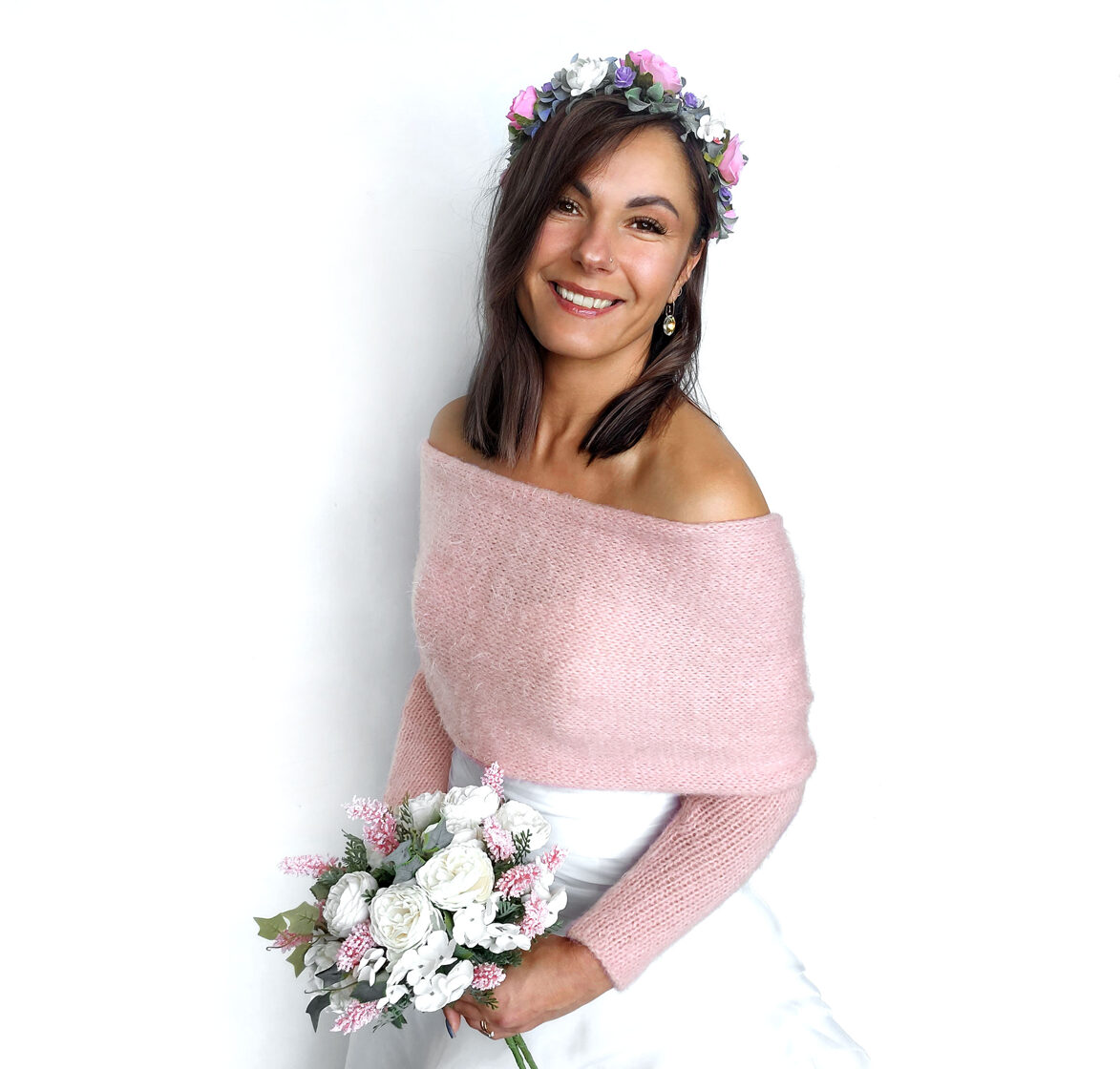 Light pink bridal shrug, soft bridal cover up, for the bridesmaids, VP10