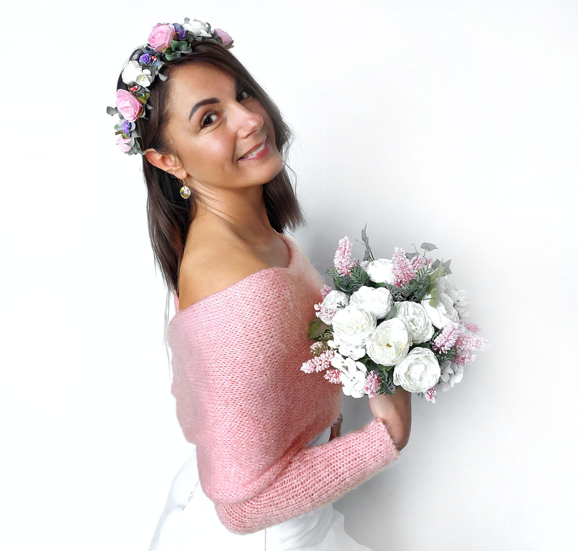 Light pink bridal shrug, soft bridal cover up, for the bridesmaids, VP10