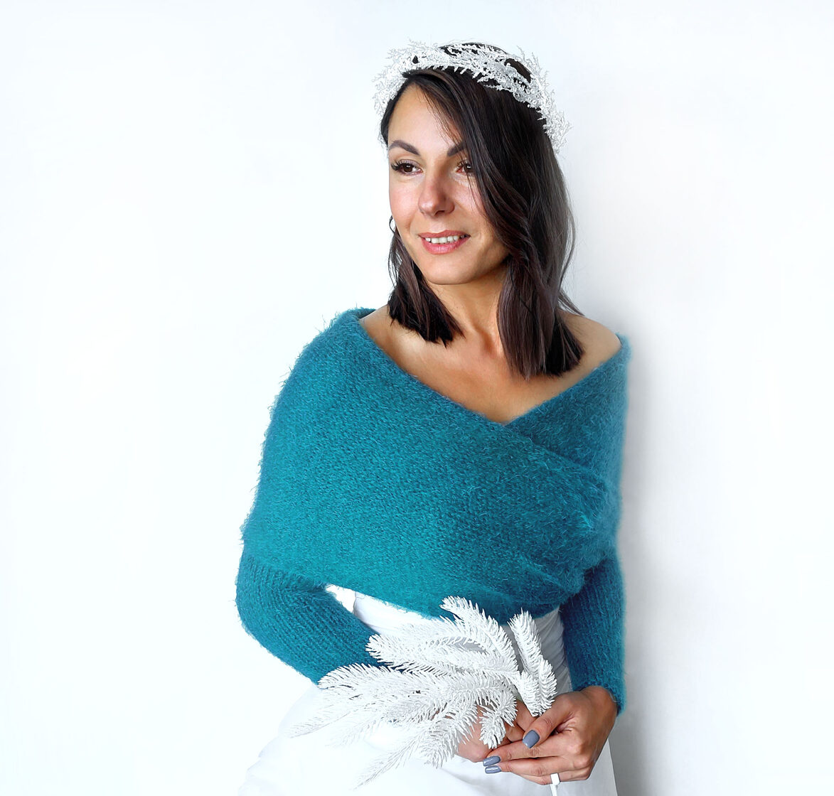 Turquoise bridal shrug, bridal cover up, for the bridesmaids, VB21