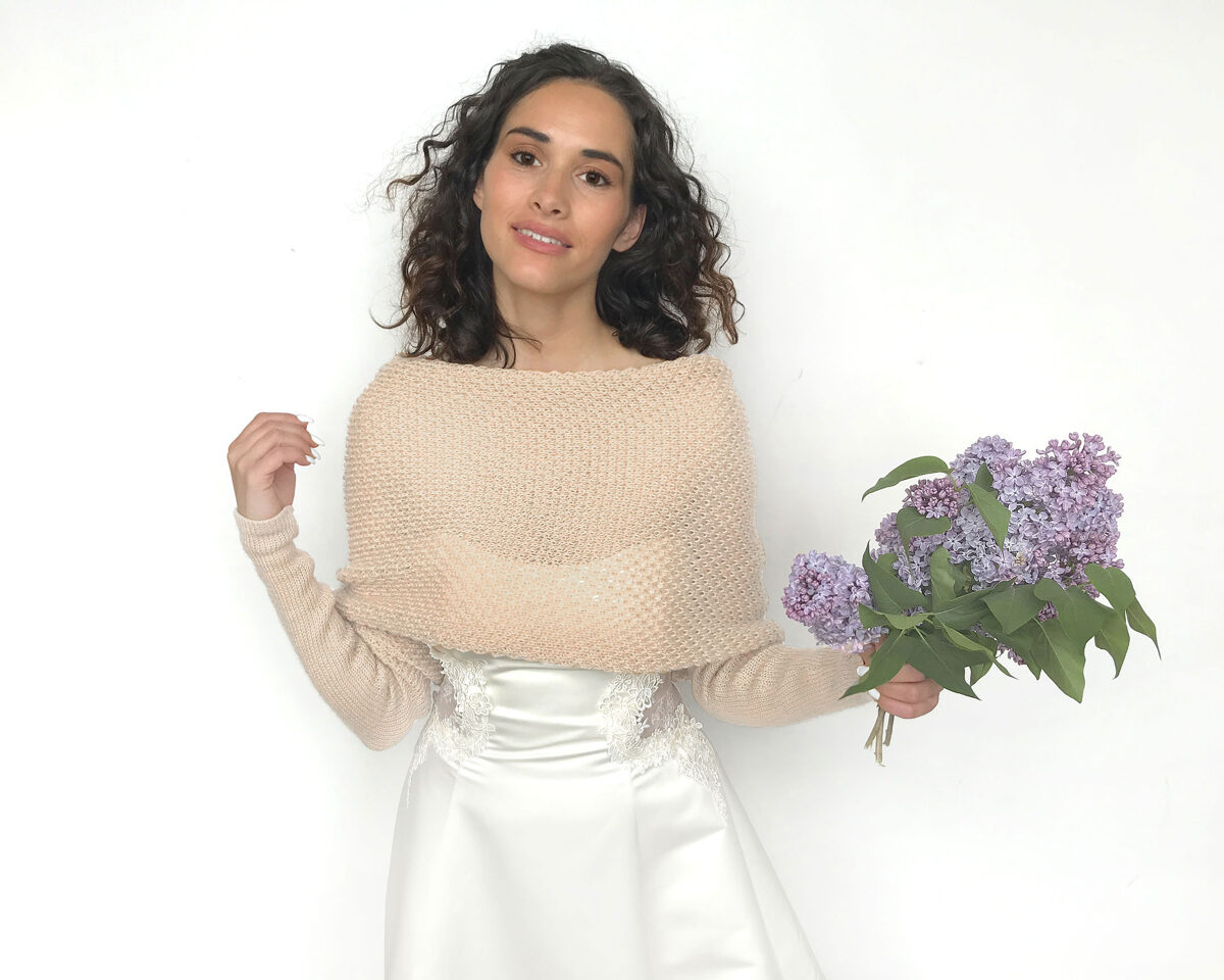 Wedding sweater pale beige, bridal jacket, cover up, knitted shrug, code WPB8