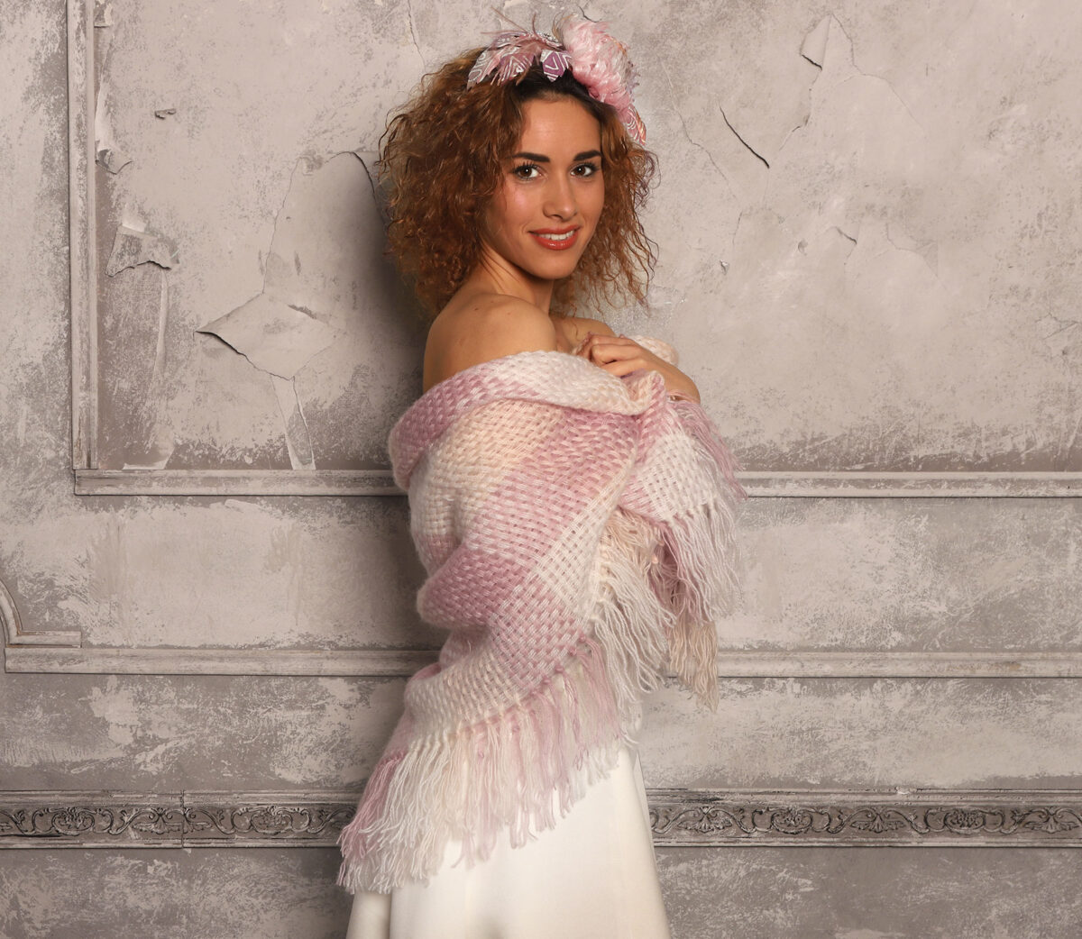 Pink Winter Wedding Wraps Dusty Rose Bridal Shawl, Hand Weaving