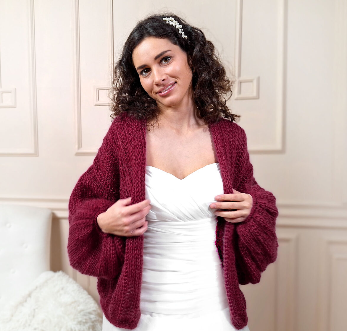 Burgundy chunky knit cardigan best sale