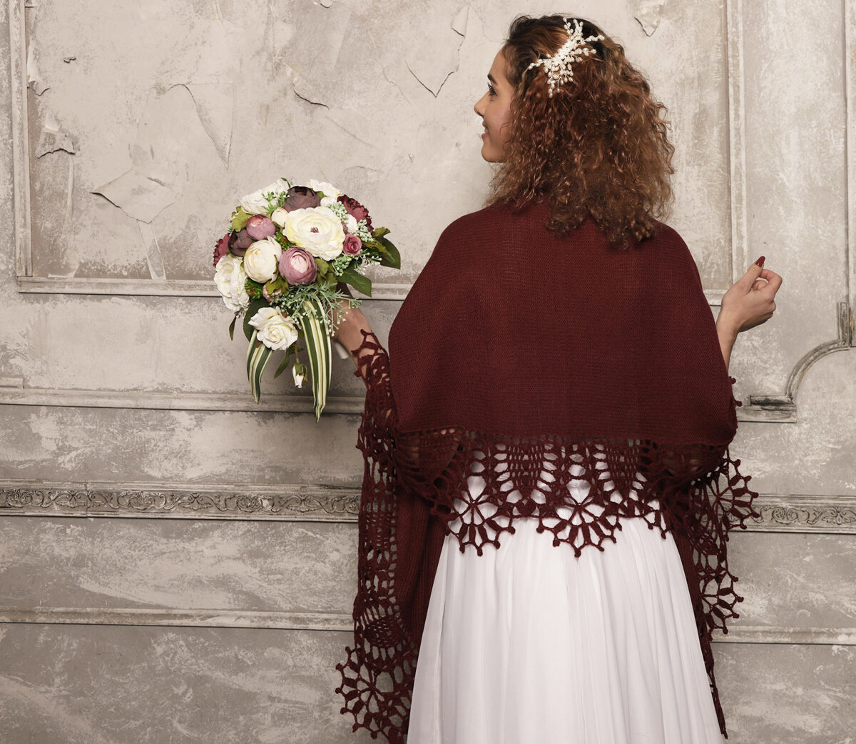 burgundy wedding shawl