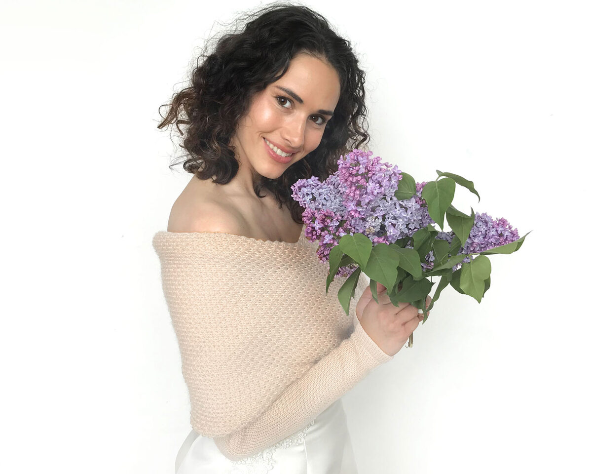 Wedding sweater pale beige, bridal jacket, cover up, knitted shrug, code WPB8