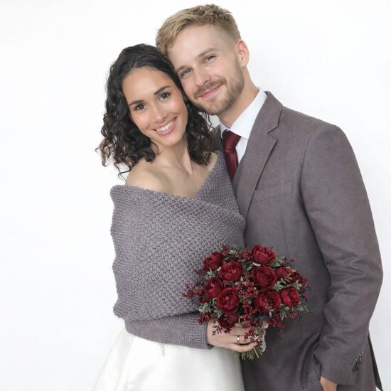 Dark gray wedding sweater, bridal jacket, cover up, knitted shrug, code WGY10
