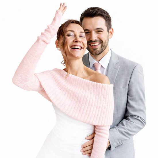 Blush Pink Knitted Bridal Wrap, Off Shoulder Wedding Shrug, Winter Bridesmaid Cover Up, code WBU2