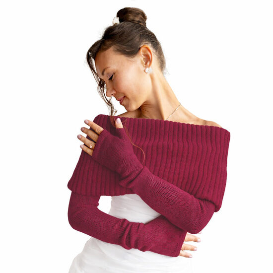 Gestricktes Braut-Wrap Burgunder – Hochzeits-Schulterstola für Brautjungfern | WBU1