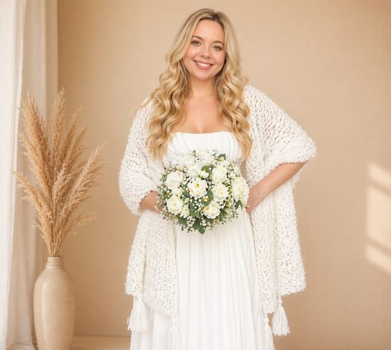 White mohair bridal shawl, white bridesmaids shawls, code WW3