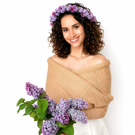 Wedding sweater beige, bridal jacket, cover up, knitted shrug, code WBE11