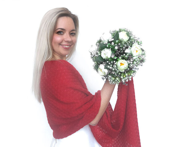 Rotes Brauttuch, gestrickte Hochzeitsstola, Schultertuch für Brautjungfern, WR3