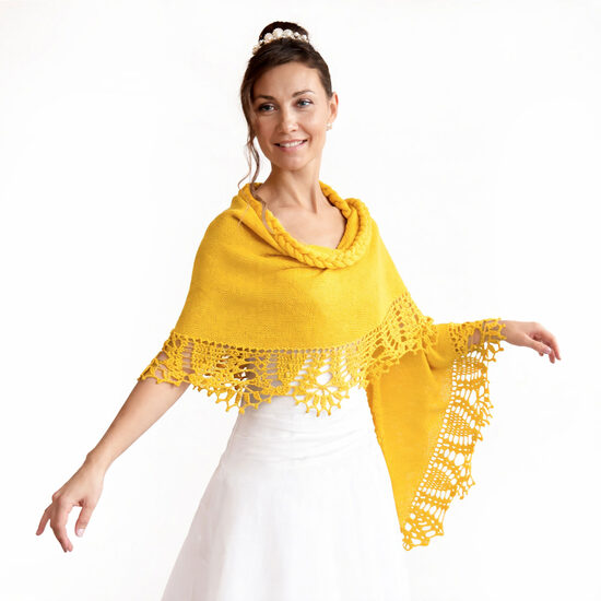 Crocheted bridal shawl yellow color, cover up, wedding wrap, code WY1