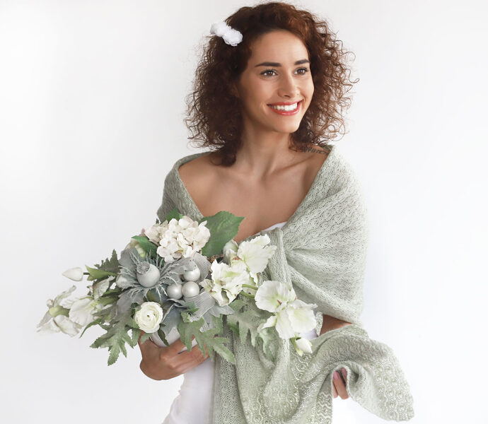 Sage green bridal shawl, wedding wrap, bridal cover up, knitted shawl, bridesmaid shawls, WG2