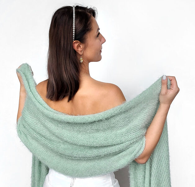 Sage green bridal shawl soft and silky, bridesmaid shawl, cover up, VG17