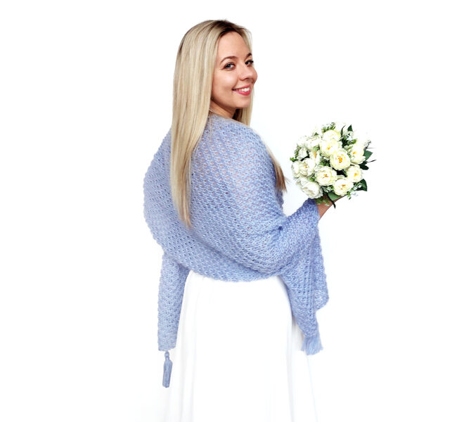 Mohair bridal shawl, wedding knitted shoulder shawl, wrap for winter wedding, bridesmaids shawls, WB4