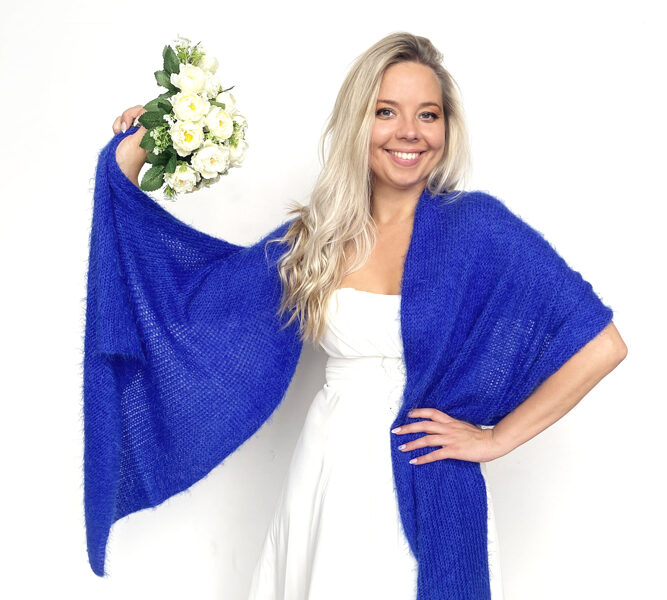 Bridal shawl royal blue soft and silky, wedding wrap, bridesmaid shawl, cover up, bridal cape, stole, VB27