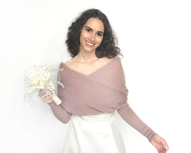 Wedding sweater toffee, knitted bridal jacket, cover up, knitted shrug, code WT13