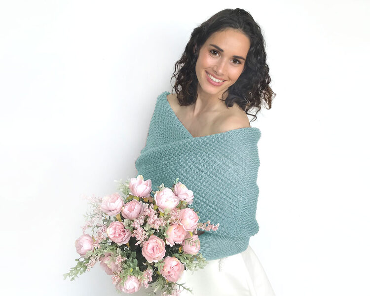 Dusty blue wedding sweater, bridal jacket, cover up, knitted shrug, codeWB11 
