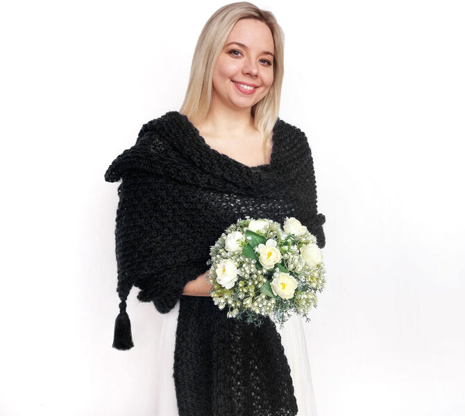 Mohair bridal shawl, wedding knitted shoulder shawl, wrap for winter wedding, mohair cover up, WG10