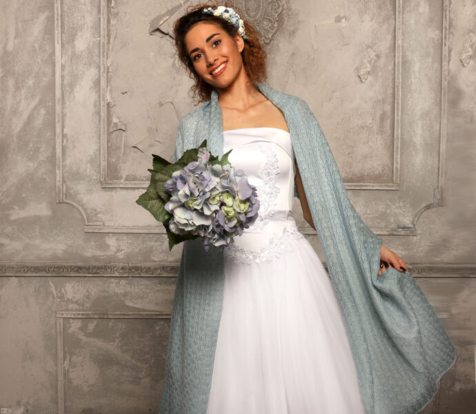 Dusty blue bridal shawl, wedding wrap, bridal cover up, knitted shawl, bridesmaid shawl, WB10