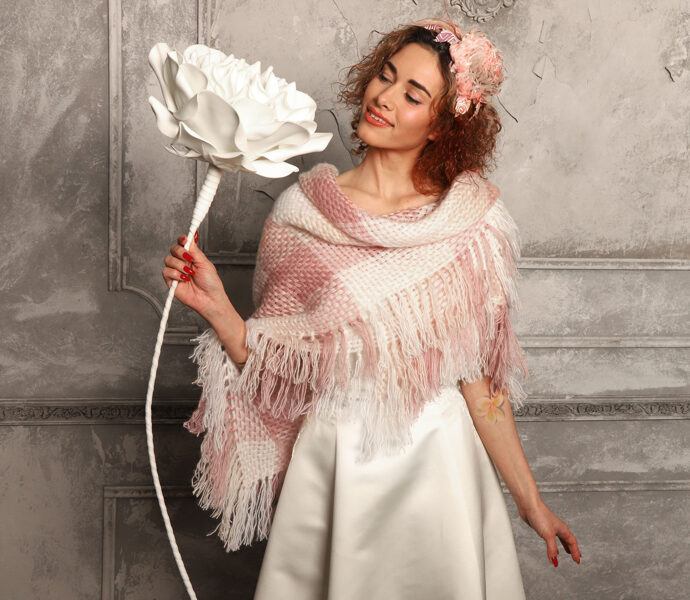 Dusty Rose Bridal Cover Up, Bridal Shawl, Hand Weaving Wedding Wrap, for Rustic Winter Wedding, WP14