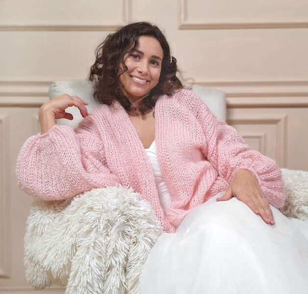 Blush pink bridal cardigan mohair, knitted mohair jacket, code WP20