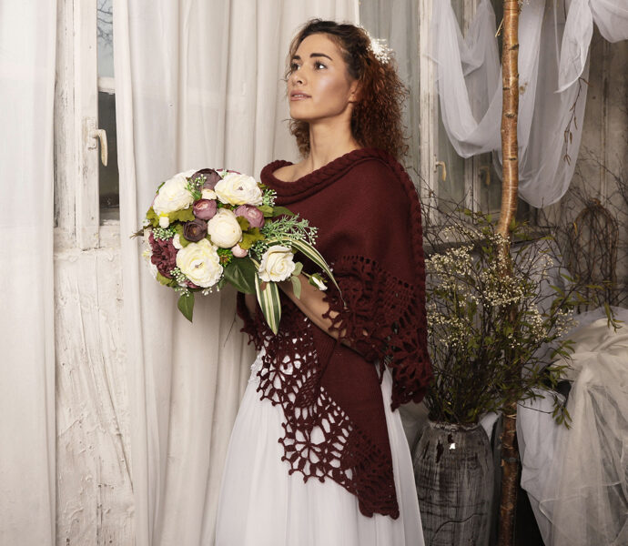 Crocheted bridal shawl burgundy, cover up, wedding wrap, crochet and knitted shawl, bridesmaid shawls, WB9