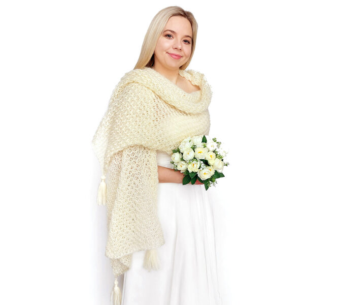 Mohair bridal shawl, wedding knitted shoulder scarf, wrap for winter wedding, bridesmaids shawls, codeWI7