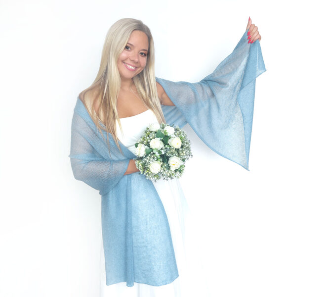 Mohair and silk shoulder shawl dusty blue, wedding wrap, bridal shawl, bridal cover up, bridesmaid shawl, WB6