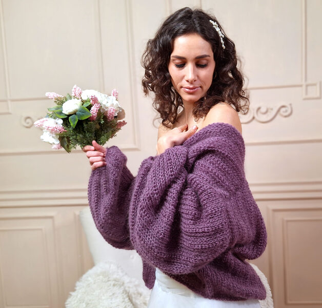 Violet bridal cardigan mohair, knitted mohair jacket, code WP22