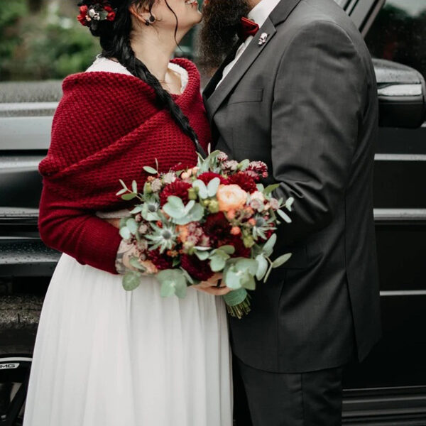 boléro de mariée bordeaux, boléro bordeaux