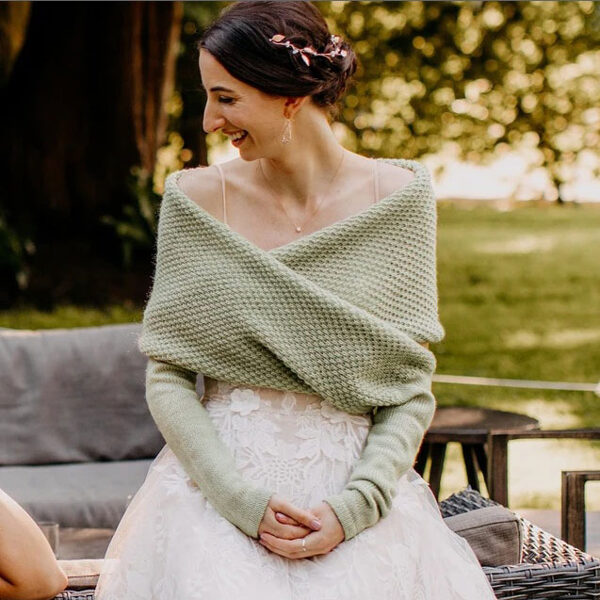 boléro de mariée vert sauge