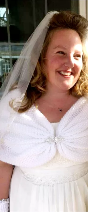white bridal stole