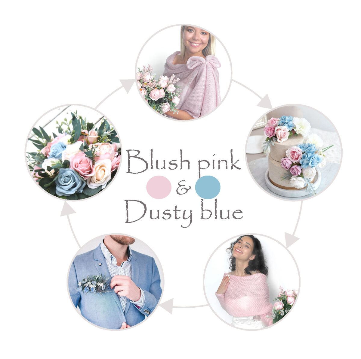 blush pink and dusty blue wedding color 2025